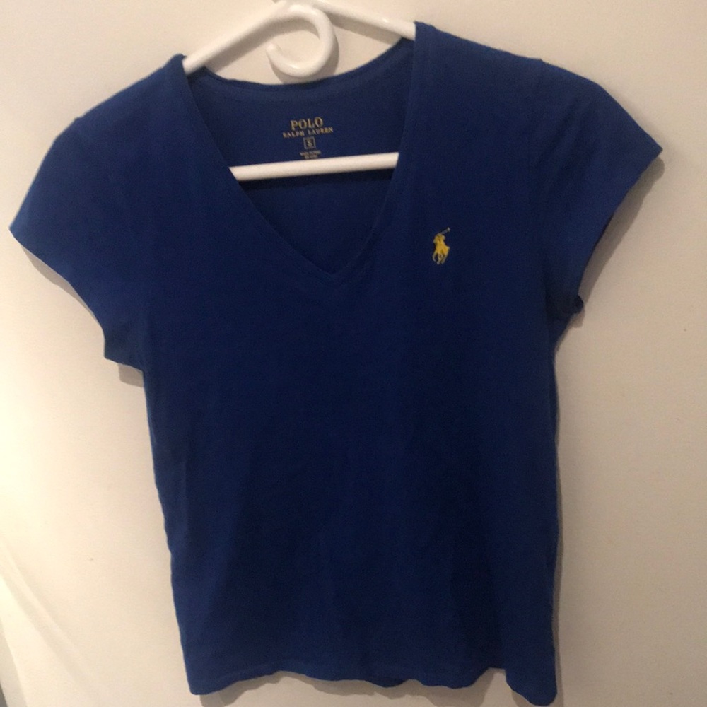 Super Cute Ralph Lauren Navy Blue Tank Top with Sharp Yellow Logo Sewn in